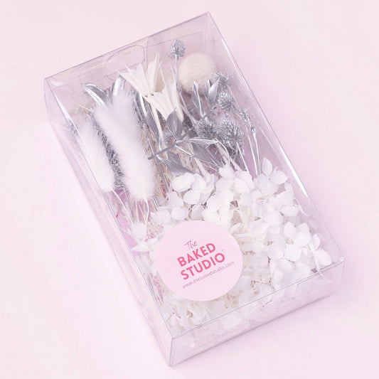 Deluxe Dried Flower Box (Silver & White)