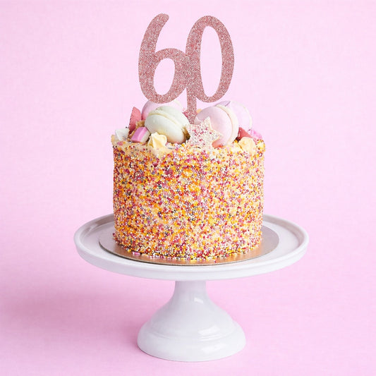 Rose Gold Number '60' Glitter Acrylic Cake Topper