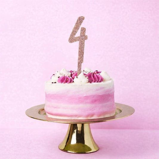 Rose Gold Number '4' Glitter Acrylic Cake Topper