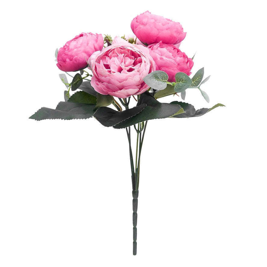 Artificial Silk Peony & Tea Rose Bouquet (Light Rose)