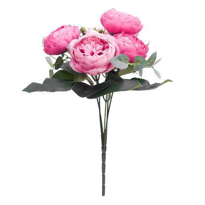 Artificial Silk Peony & Tea Rose Bouquet (Light Rose)