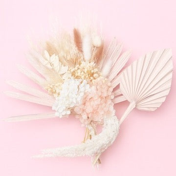 Dried Sun Palm Bouquets (with Palm Spear) (Pink Pampas)