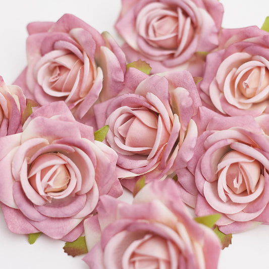 Silk Rose Heads - Pack of 10 | 7cm Diameter (Pink)