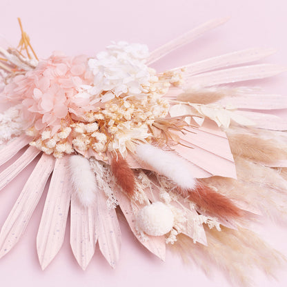Dried Sun Palm Bouquets (with Palm Spear) (Pink Pampas)