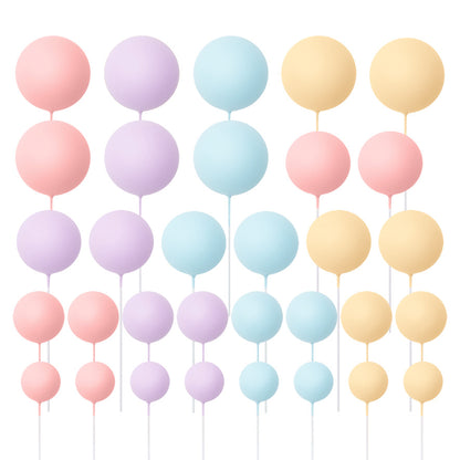 32 Pieces Cake Decorating Ball Sets - Lilac, Light Pink, Lemon & Light Blue (Mixed Colour Bundle 9)