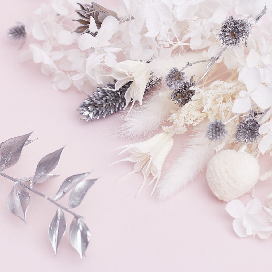 Deluxe Dried Flower Box (Silver & White)