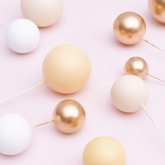 32 Pieces Cake Decorating Ball Sets - White, Gold, Lemon & Ivory Beige (Mixed Colour Bundle 6)