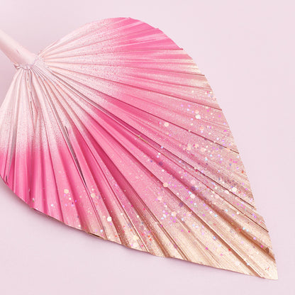 Decorated Dried Palm Spear (Pink & Gold Ombre With Glitter)