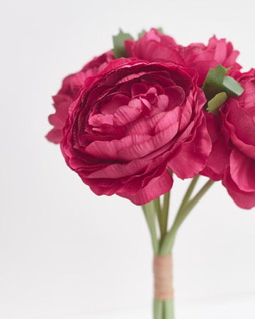 Ranunculus Artificial Silk Flower Bouquets (Berry Red)