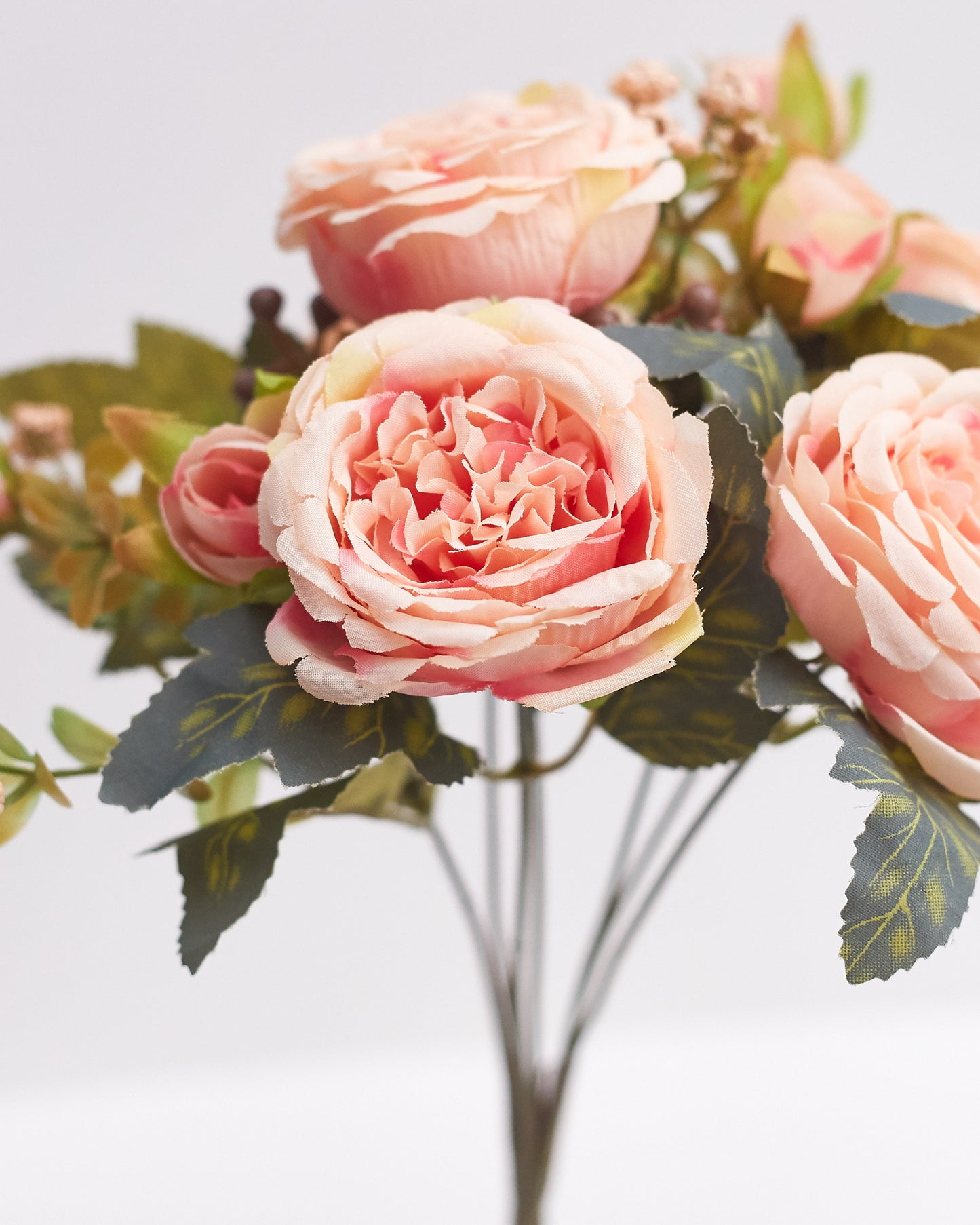 Artificial Silk Peony & Tea Rose Bouquet (Pretty Peach)