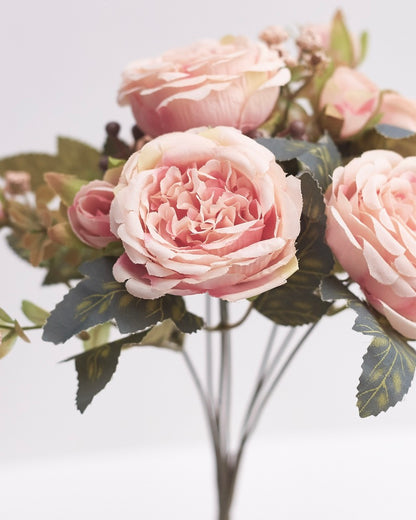 Artificial Silk Peony & Tea Rose Bouquet (Pretty Nude Pink)