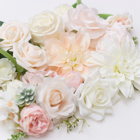 Silk Flower Bags with Foliage (White & Light Pink)