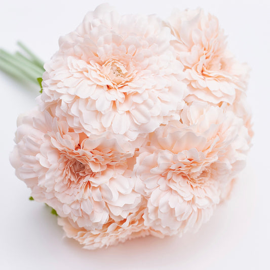 Chrysanthemum Artificial Silk Flower Bouquet (Peach Melba)