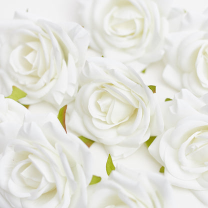 Silk Rose Heads - Pack of 10 | 7cm Diameter (White)