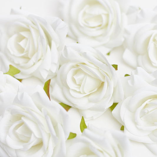 Silk Rose Heads - Pack of 10 | 7cm Diameter (White)