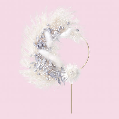 Dried Flower Ring (10cm with stem) (Silver & White)