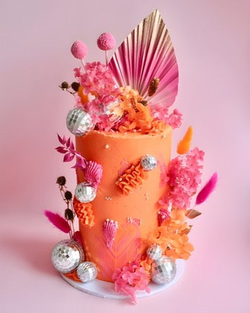Decorated Dried Palm Spear (Pink & Gold Ombre With Glitter)