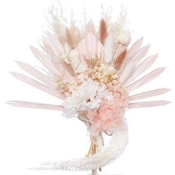 Dried Sun Palm Bouquets (with Palm Spear) (Pink Pampas)