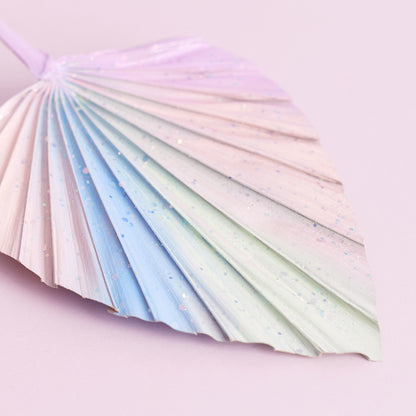 Decorated Dried Palm Spear (Pastel Rainbow Glitter)