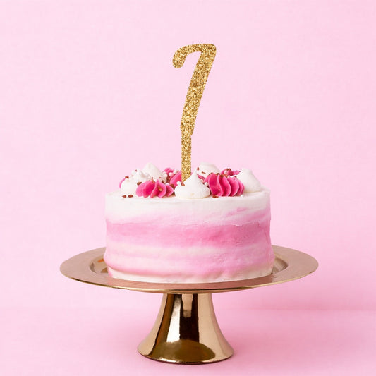 Gold Number ‘7' Glitter Acrylic Cake Topper