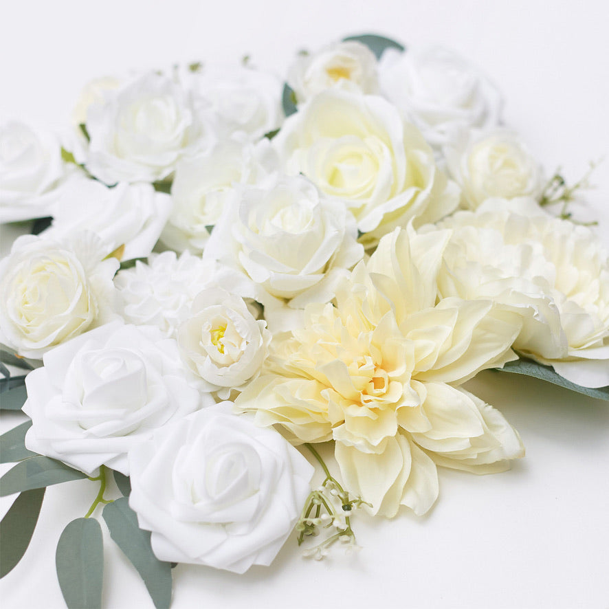 Silk Flower Bags with Foliage (White)