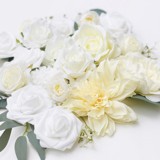 Silk Flower Bags with Foliage (White)