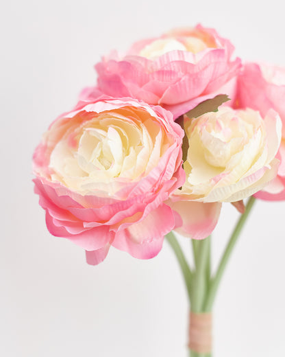Ranunculus Artificial Silk Flower Bouquet (Strawberries & Cream)