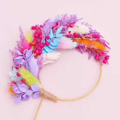 Dried Flower Ring (10cm with stem) (Rainbow Sherbet)