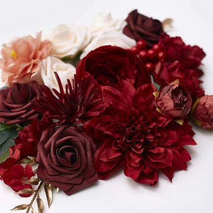 Silk Flower Bags with Foliage (White, Gold, Red & Deep Red)