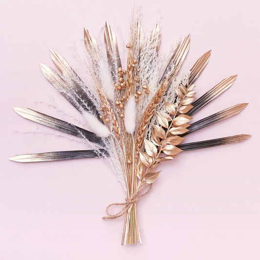 Dried Sun Palm Bouquets (Black Gold & White)