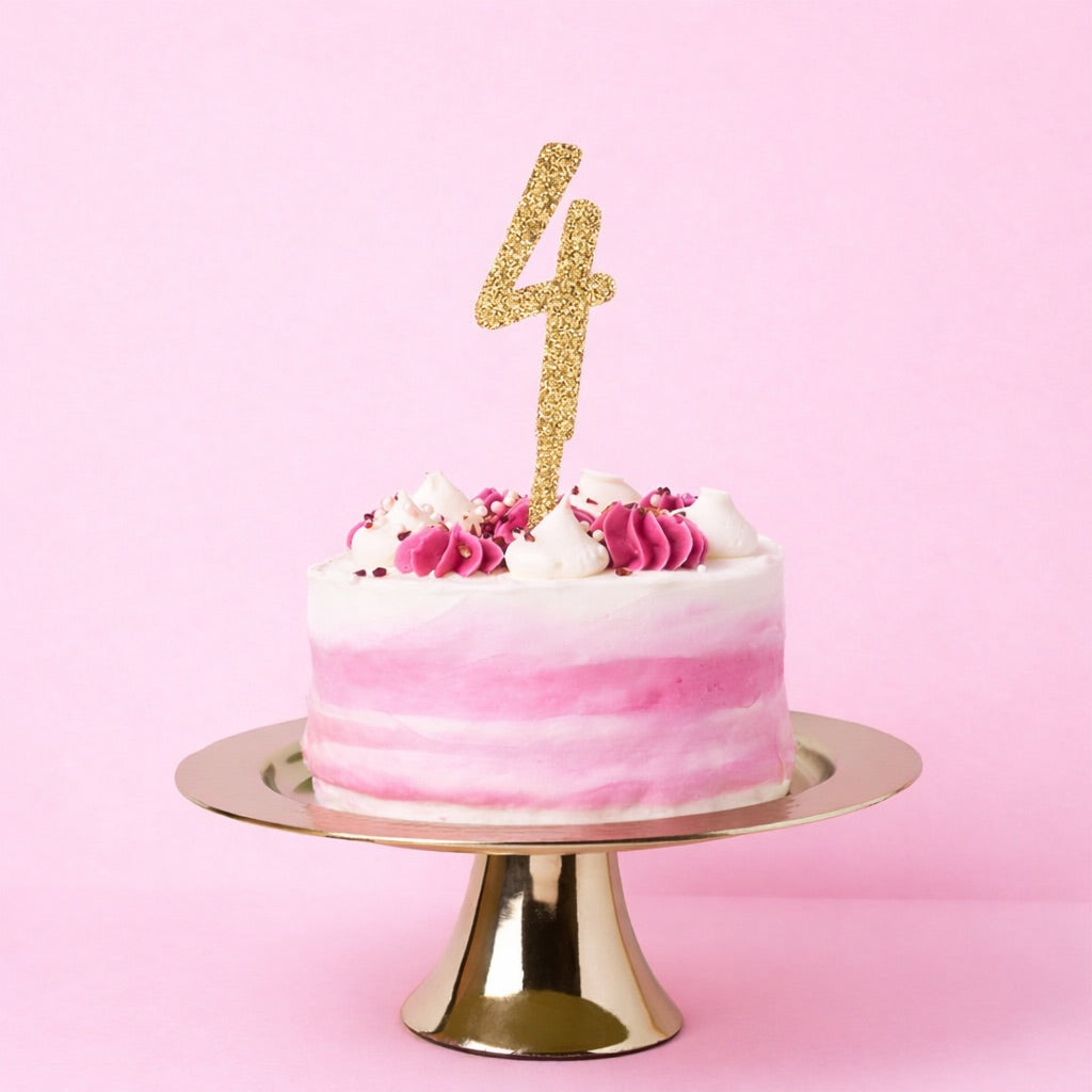 Gold Number ‘4' Glitter Acrylic Cake Topper