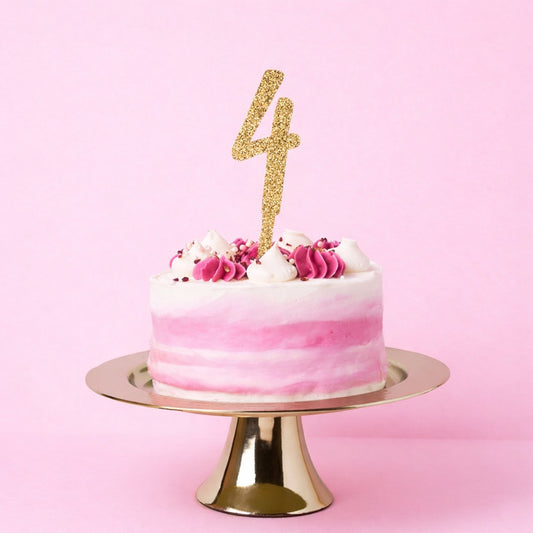Gold Number ‘4' Glitter Acrylic Cake Topper