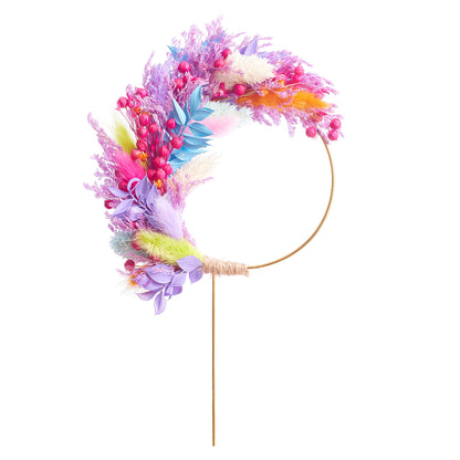 Dried Flower Ring (10cm with stem) (Rainbow Sherbet)