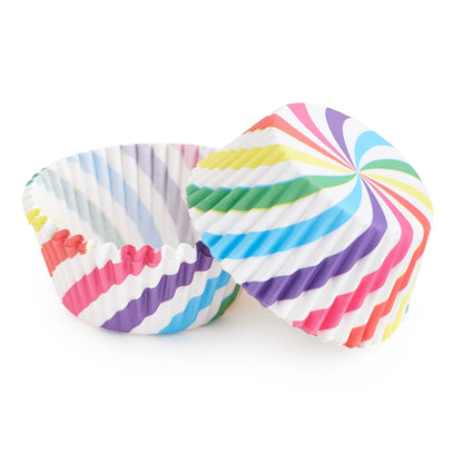 100-Pack Funky Cupcake Cases (Rainbow Swirl)