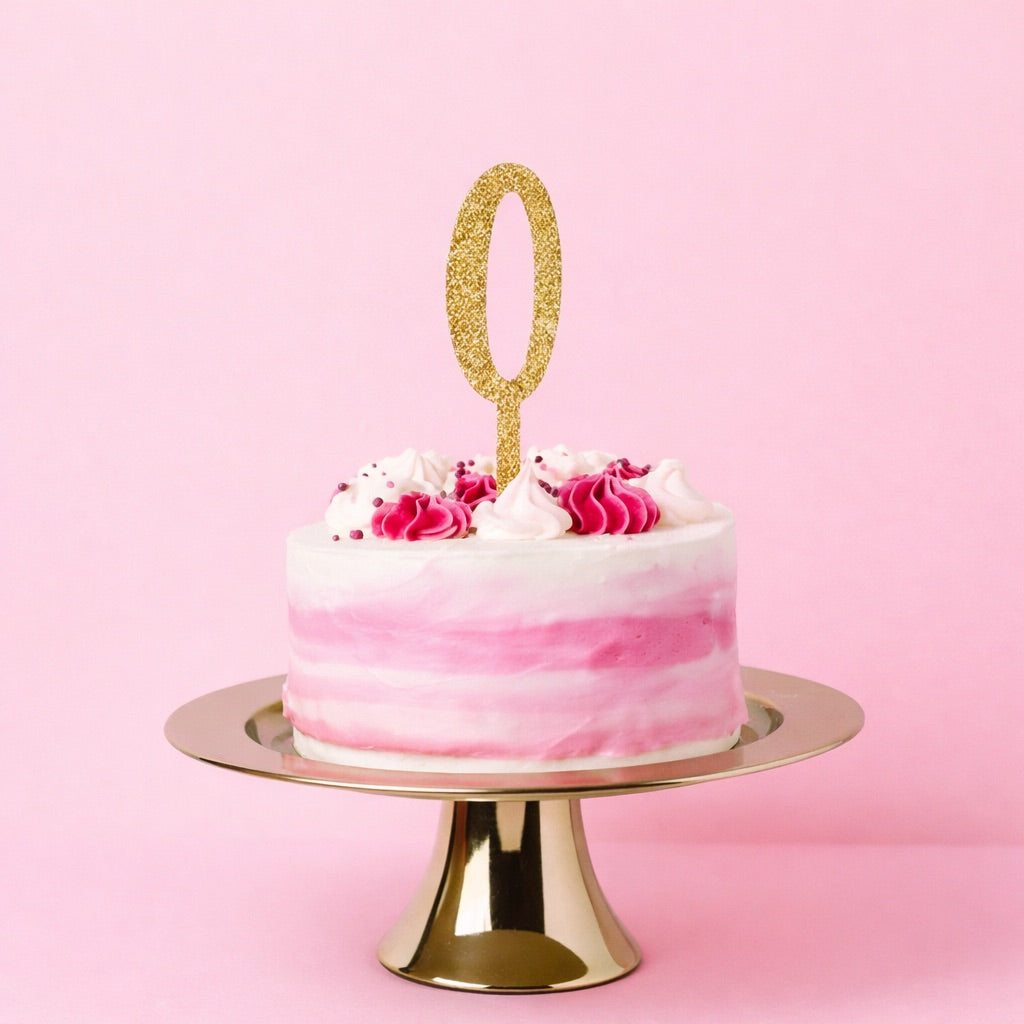 Gold Number '0' Glitter Acrylic Cake Topper