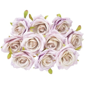 Silk Rose Heads - Pack of 10 | 7cm Diameter (Light Purple)
