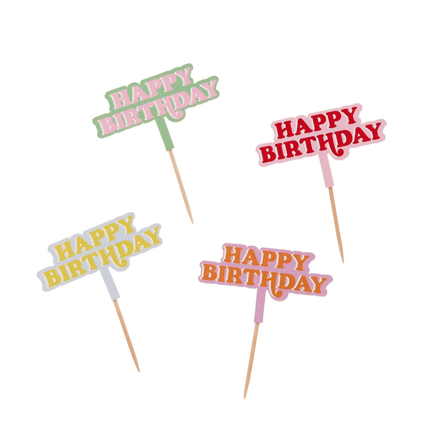 Bright Banquet 'Happy Birthday' Food Picks - Pack of 12