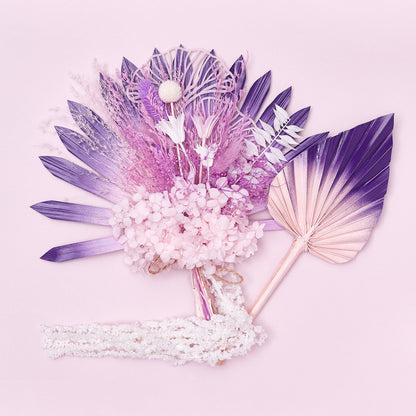 Dried Sun Palm Bouquets (with Palm Spear & Gingko Leaves) (Fairytale)