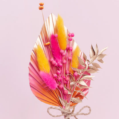 Dried Palm Spear Bouquet (Hot Pink, Orange & Gold)