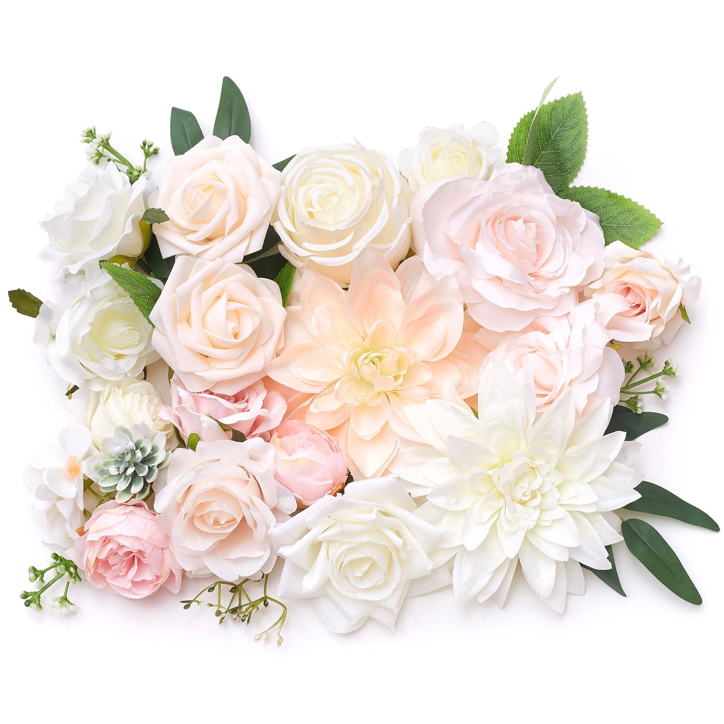 Silk Flower Bags with Foliage (White & Light Pink)