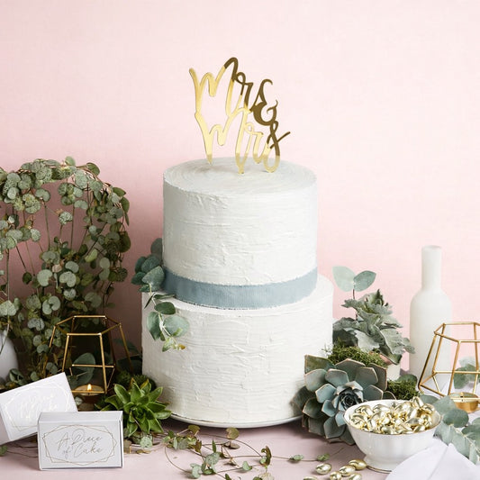 Gold 'Mr & Mrs' Acrylic Cake Topper