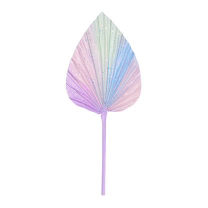 Decorated Dried Palm Spear (Pastel Rainbow Glitter)