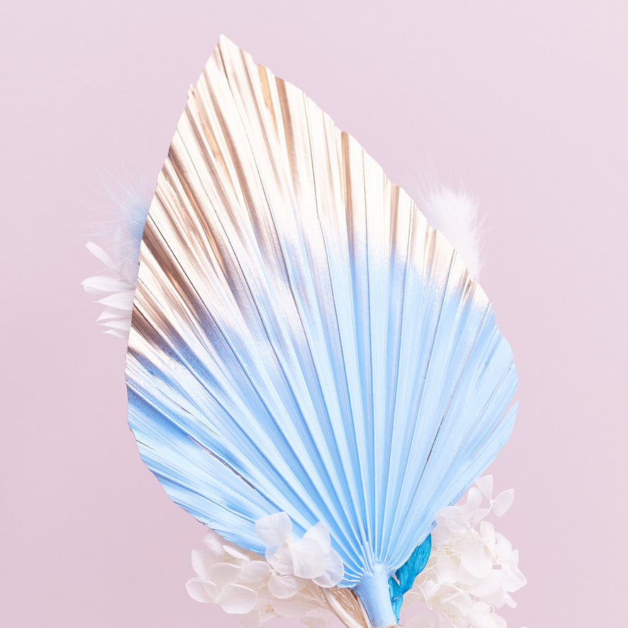 Dried Palm Spear Bouquet (Blue, Gold & White)