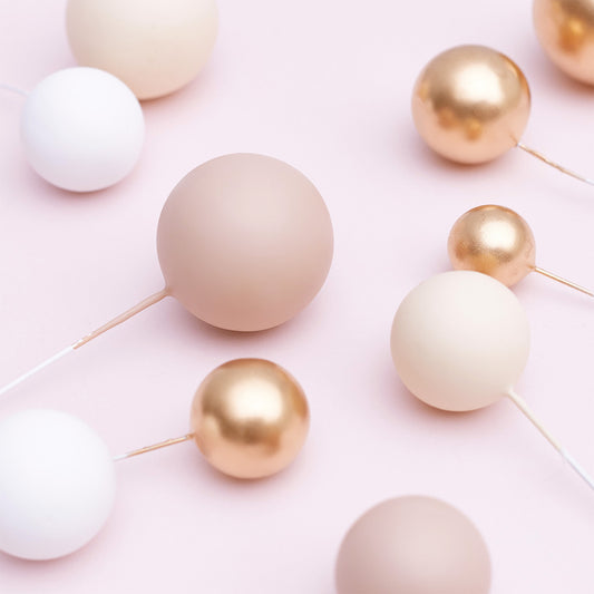 32 Pieces Cake Decorating Ball Sets - White, Gold, Ivory Beige & Latte (Mixed Colour Bundle 4)