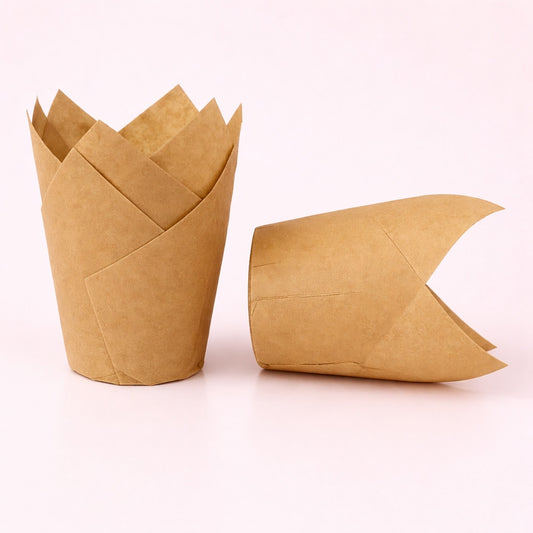 Tulip Cupcake Liners – 50 Pack (Kraft Brown)