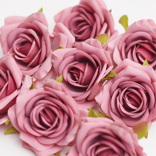 Silk Rose Heads - Pack of 10 | 7cm Diameter (Deep Pink)