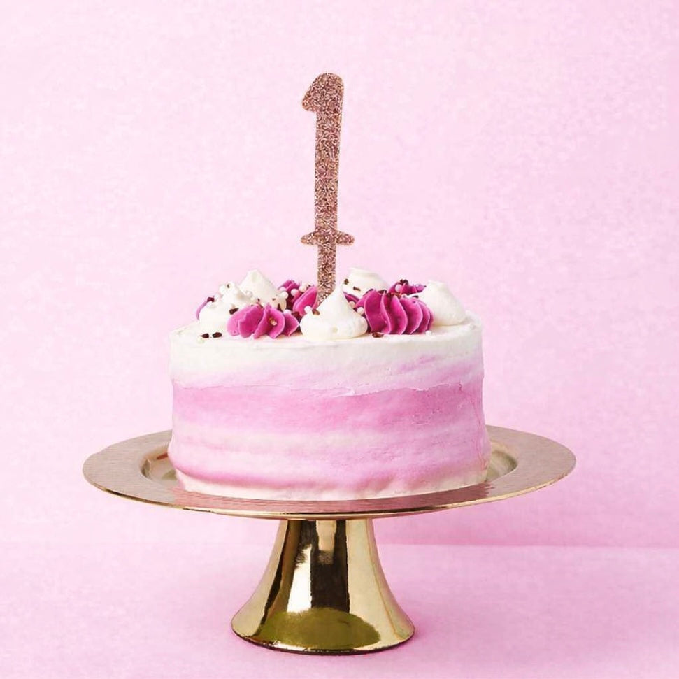 Rose Gold Number '1' Glitter Acrylic Cake Topper