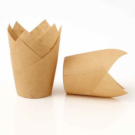 Tulip Cupcake Liners – 50 Pack (Kraft Brown)