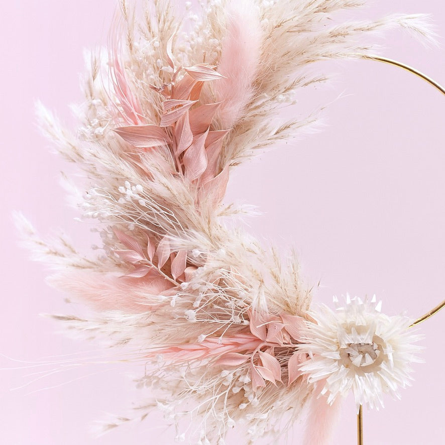 Dried Flower Ring (10cm with stem) (Pink & White)