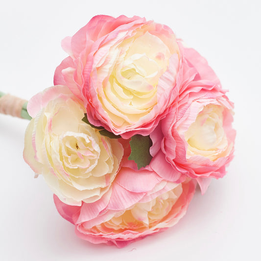 Ranunculus Artificial Silk Flower Bouquet (Strawberries & Cream)